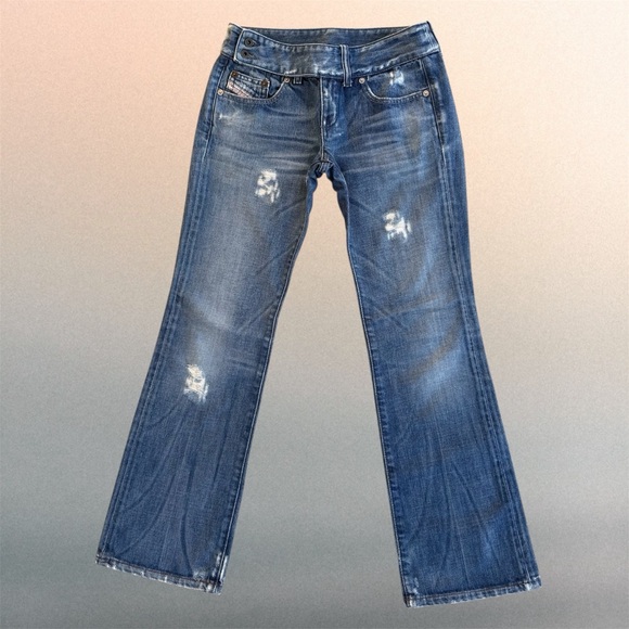 Diesel Y2K Cherone Distressed Low Rise Flared Jeans Made in Italy ~ Size 26